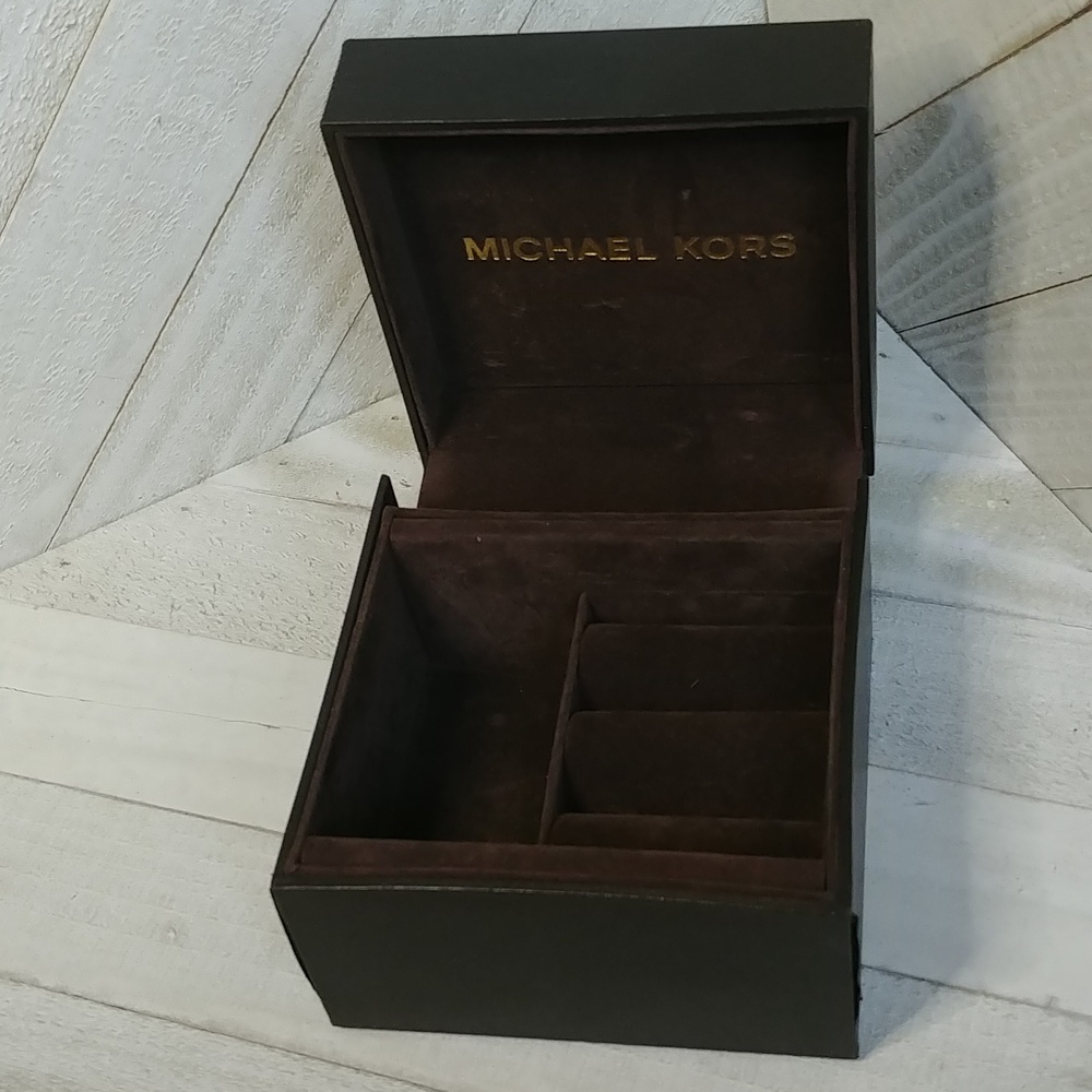 Michael Kors Chocolate Brown Velvet Interior Jewellery Box